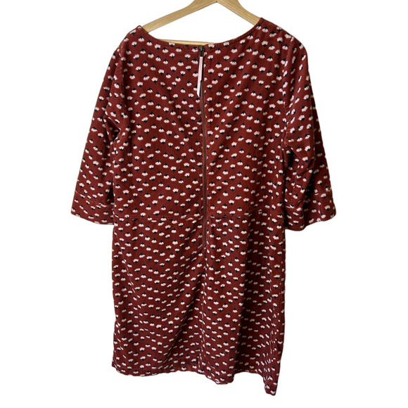 Boden Floral Print Round Neck 3/4 Sleeve Tunic Top Brown Size 16L - Picture 2 of 3